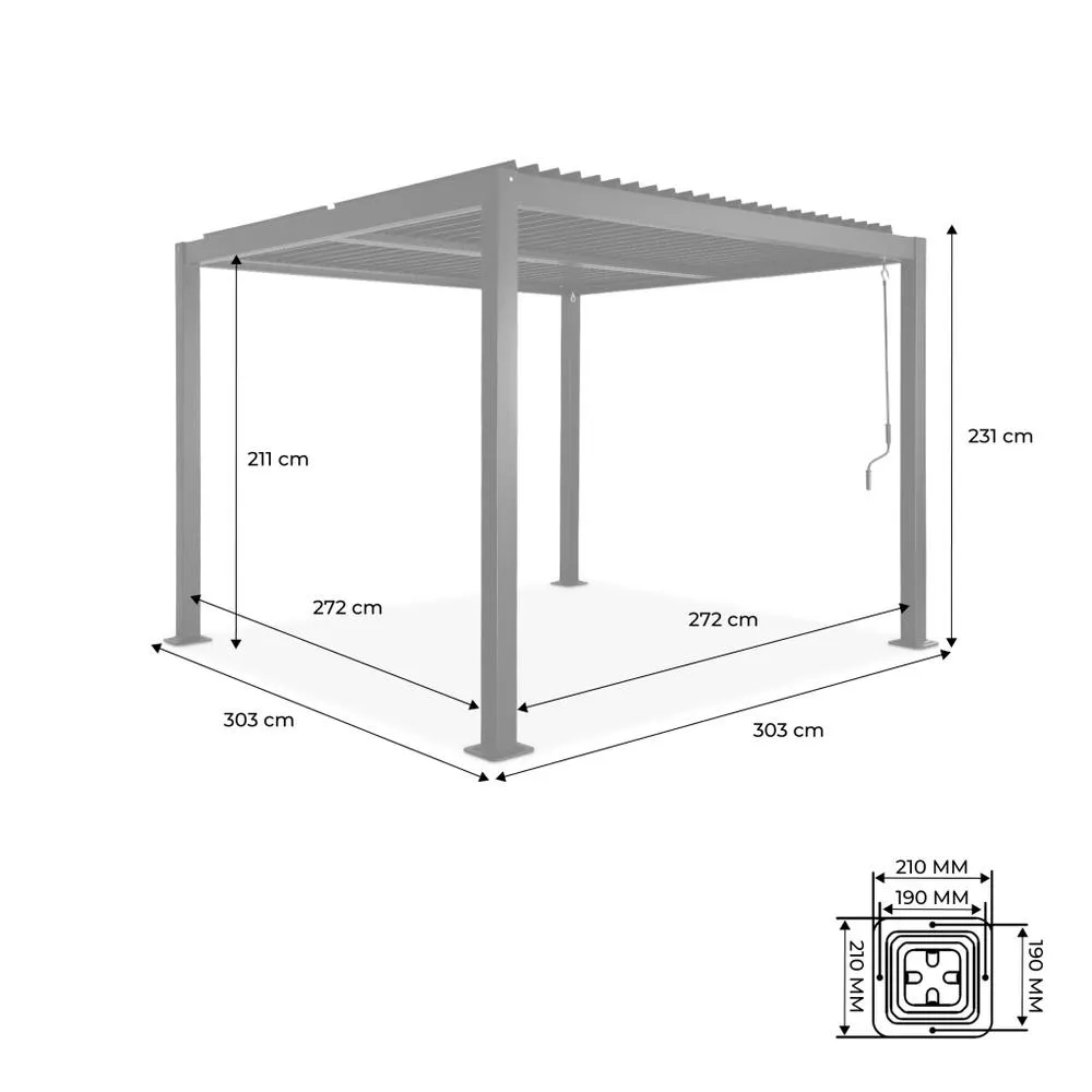 sweeek Louvered Pergola Aluminium & Steel 3 X 3m in Dark Grey 5