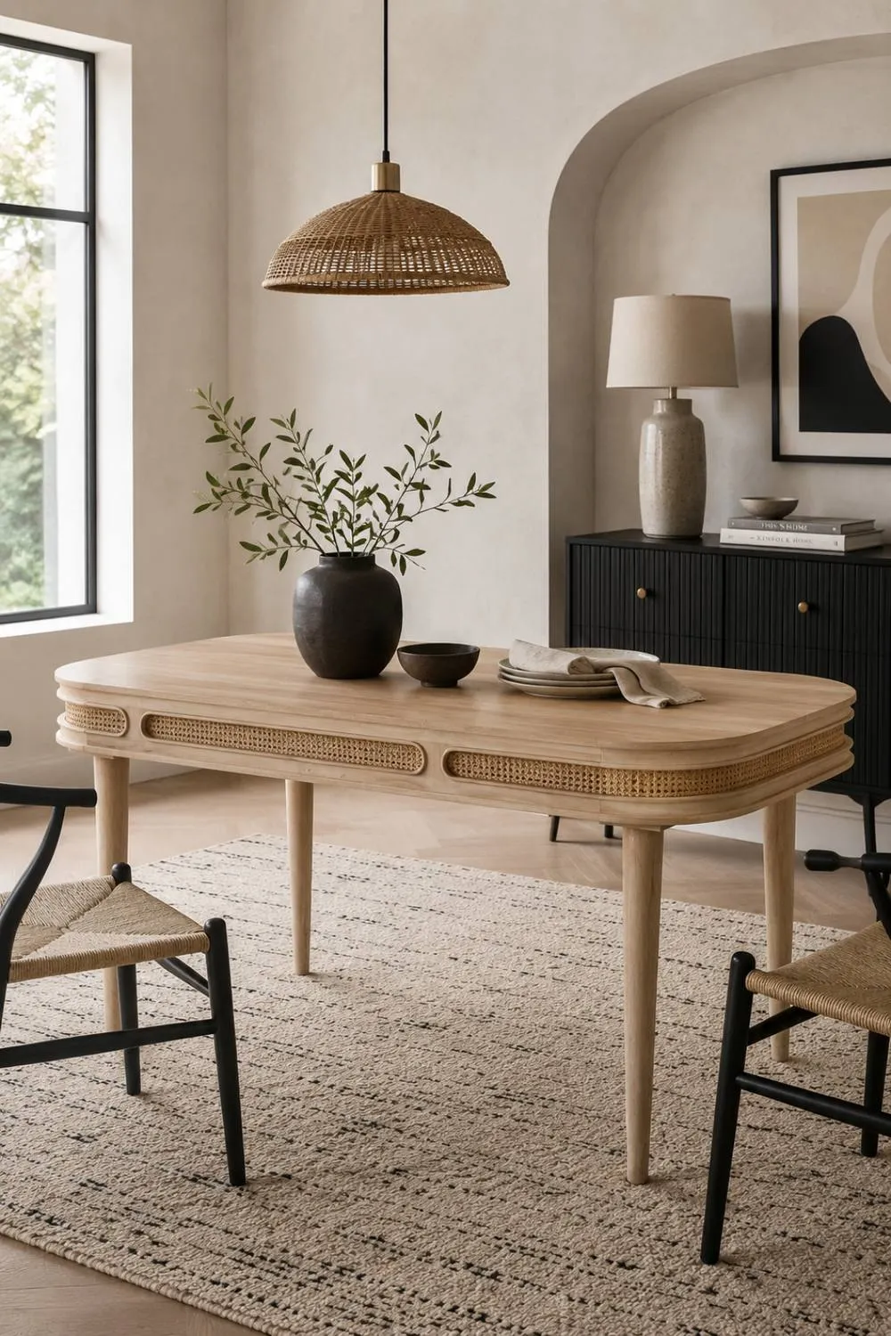 IH Design Burford Solid Mango Wood 6 to 8 Seater Dining Table in Natural