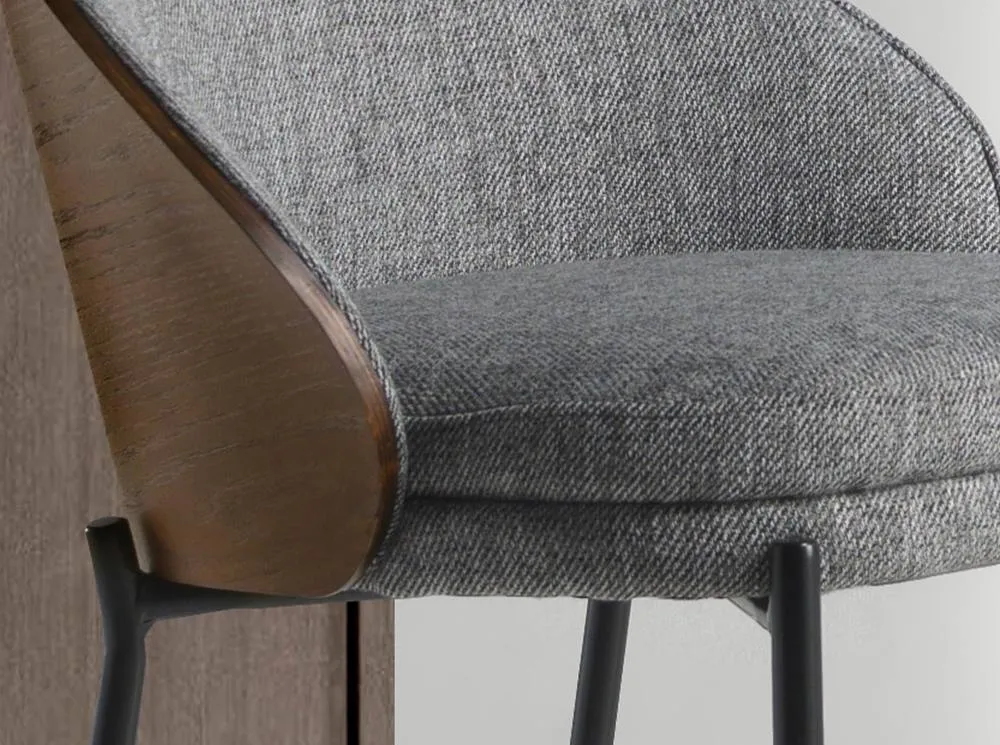 Angel Cerda Grey Fabric & Walnut Dining Stool, 53x51x98 cm 5