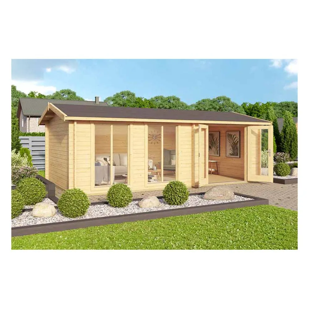 Lasita Maja Ltd Shetland-Log Cabin, Wooden Garden Room, Home Office - H245 cm in Light Tan