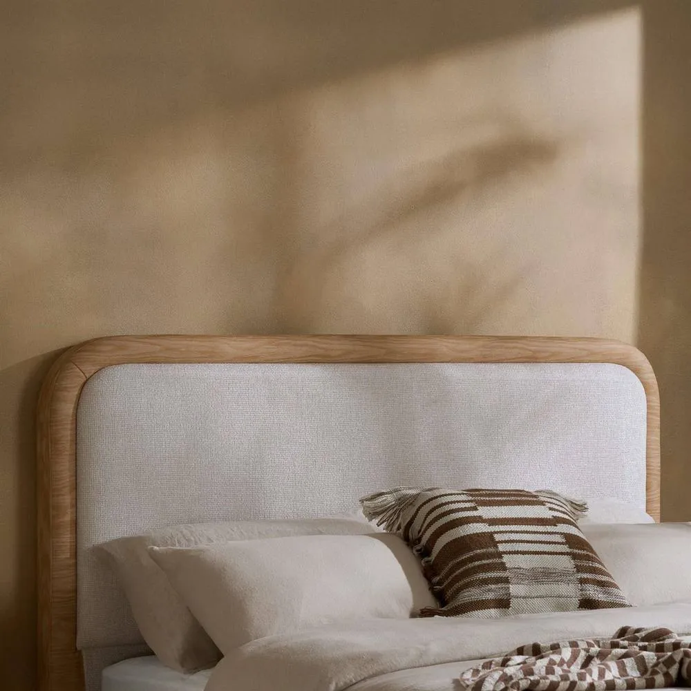 Birlea Girona King Size Bed Frame White Fabric with Wood effect detail 3