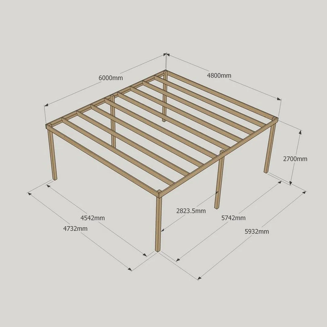 Rutland County Garden Furniture Ltd Garden Pergola 6 Posts - Wood - L480 x W600 x H270 cm - Rustic Brown 4