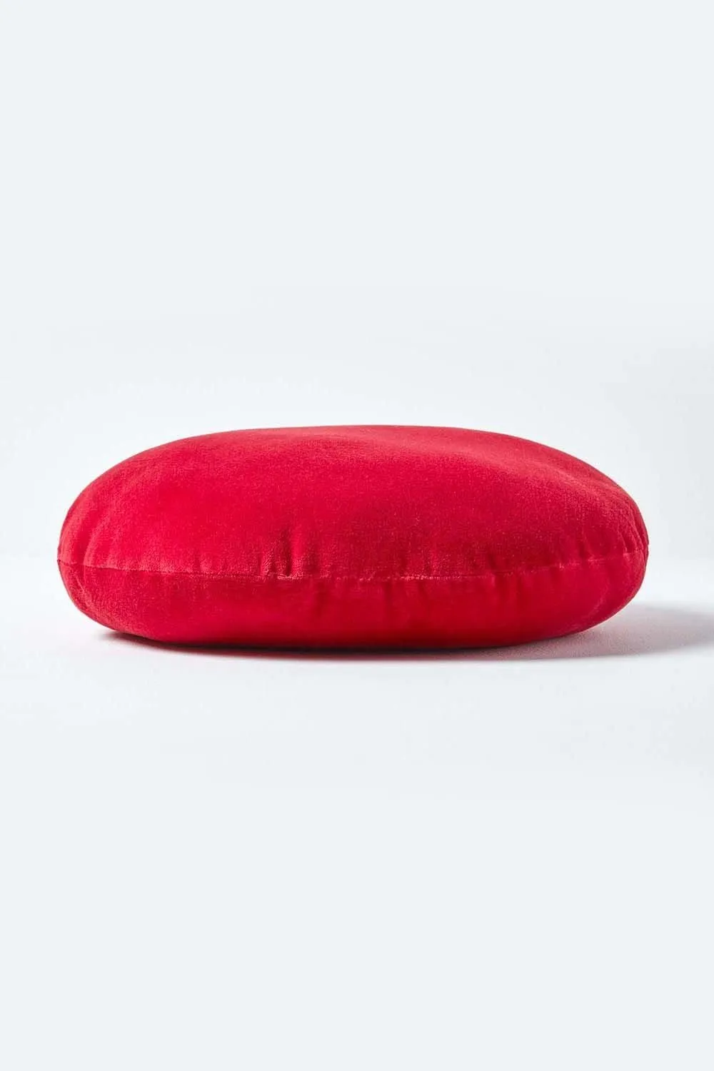Homescapes Velvet Cushion, 40 cm Round in Red 2