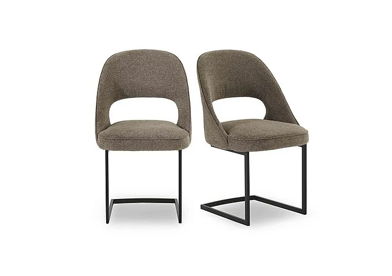 Tiber Pair of Cantilever Dining Chairs - Truffle