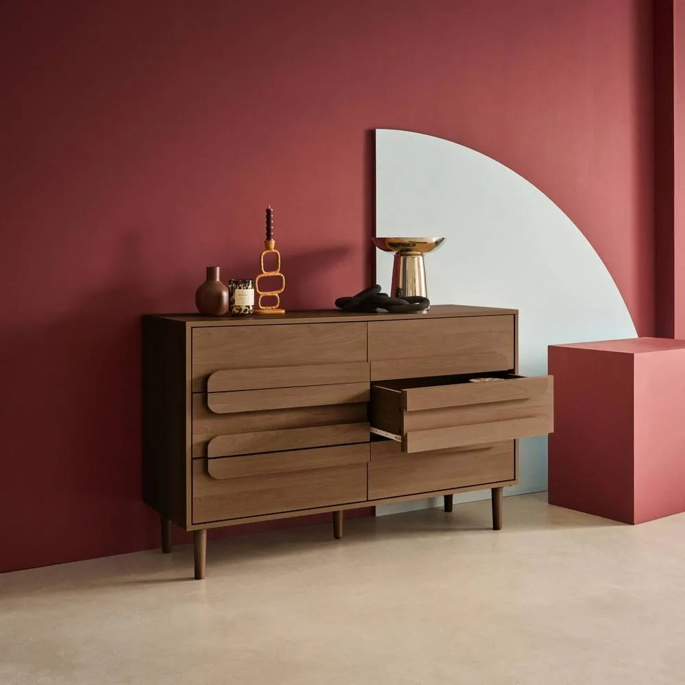 sweeek Vintage wood effect 6 drawer chest in Dark Brown 6