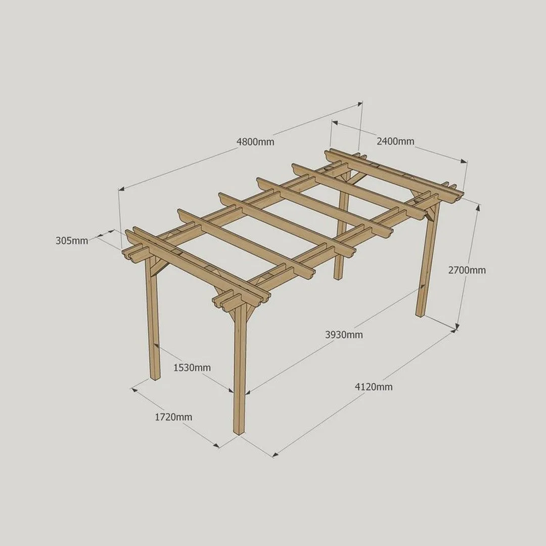 Rutland County Garden Furniture Ltd Double Garden Pergola - Wood - L240 x W480 x H270 cm - Light Green in Brown 5