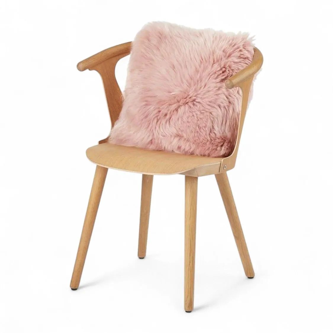 Infinity Leather Luxury Genuine Sheepskin 40x40cm Real Wool Single Sided Cushion in Pink