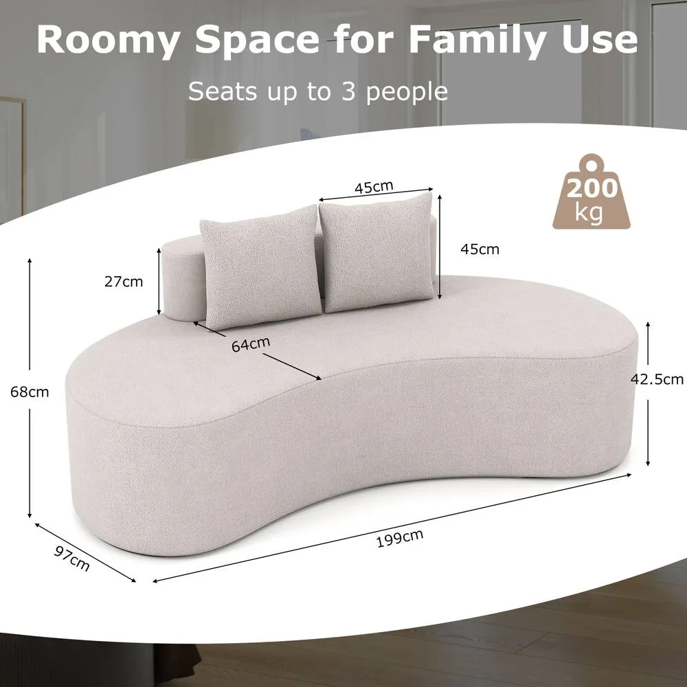 Costway Modern Sofa Couch Upholstered Curved Sofa w/2 Pillows Floor Couch in Light Grey 2