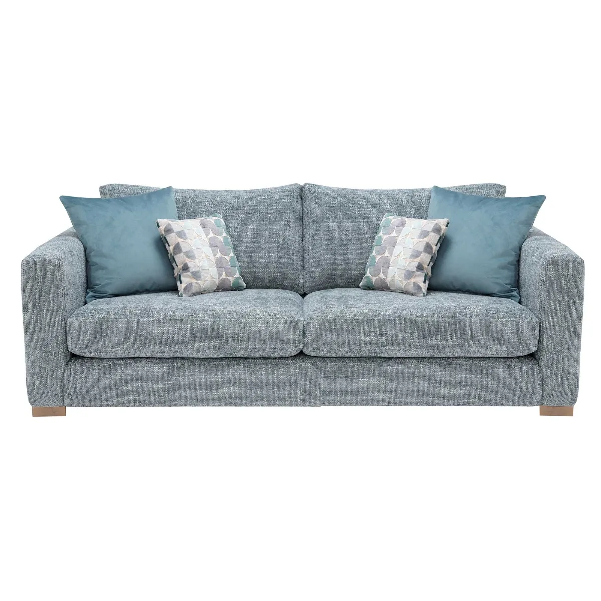 Fontella Large 3 Seater Fabric Sofa - Grey/Blue - W225 x D107 x H83cm - Barker & Stonehouse
