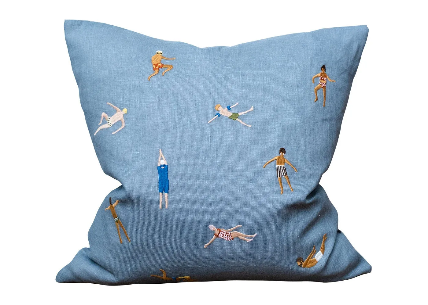 Fine Little Day Swimmers Embroidered Cushion 45 x 45cm