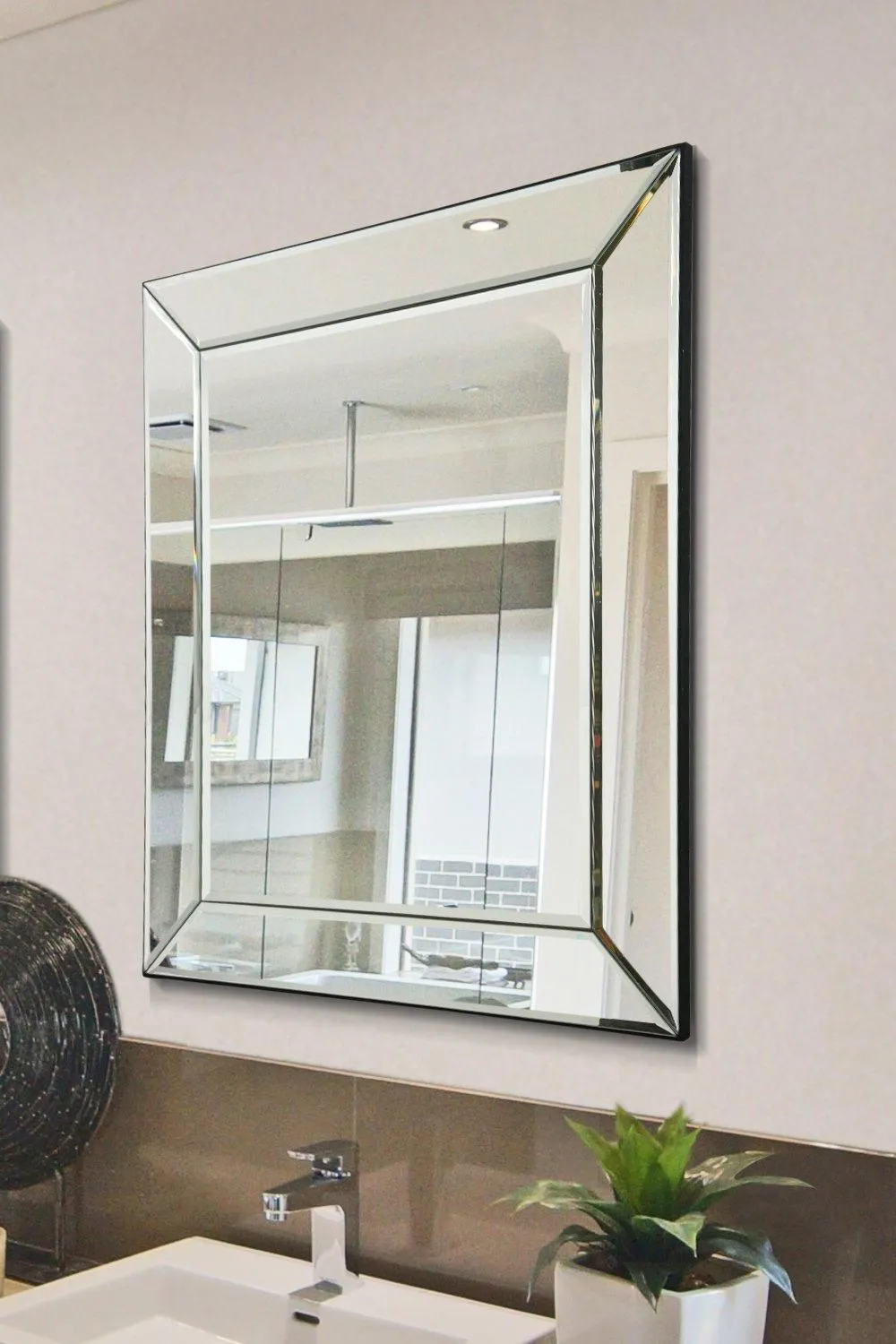 MirrorOutlet 'Horsley' All Glass Wall Mirror 69 x 58 CM in Clear