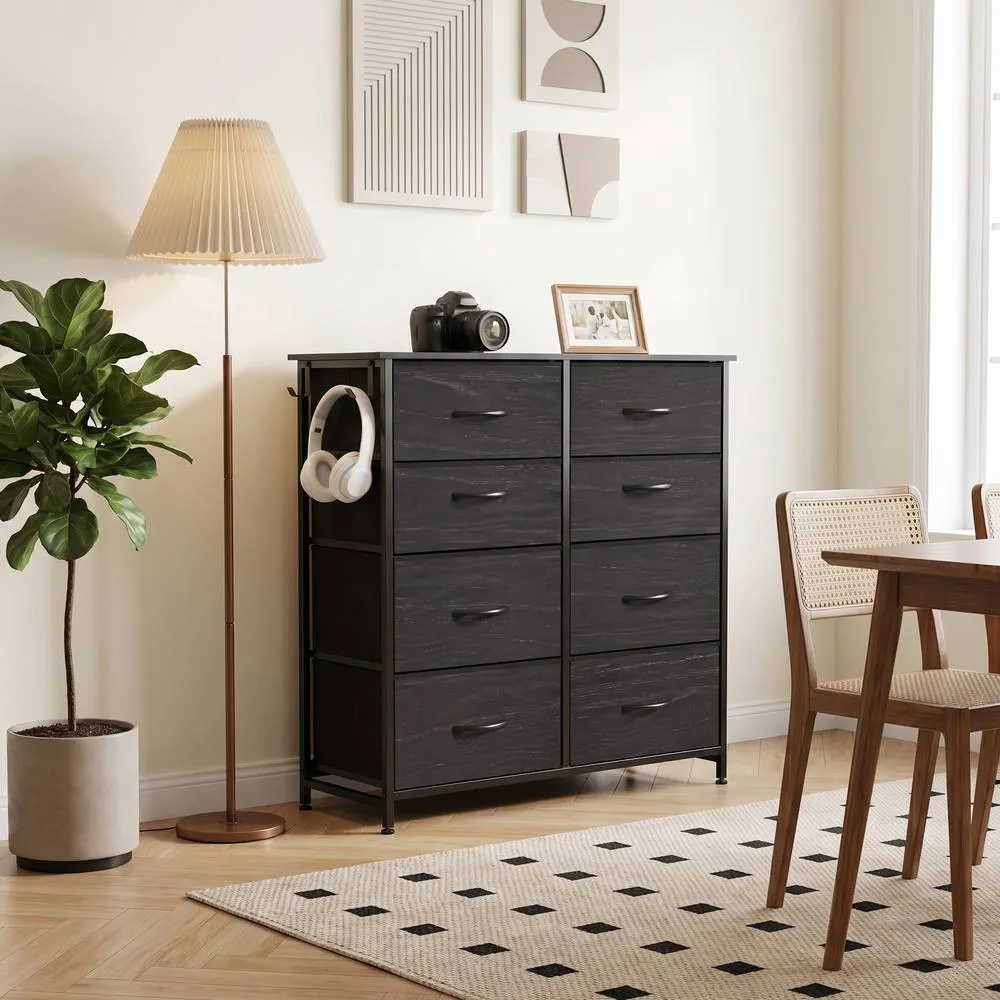 HOMCOM Fabric Chest of Drawers, 8 Drawer Dresser for Bedroom, Black 2