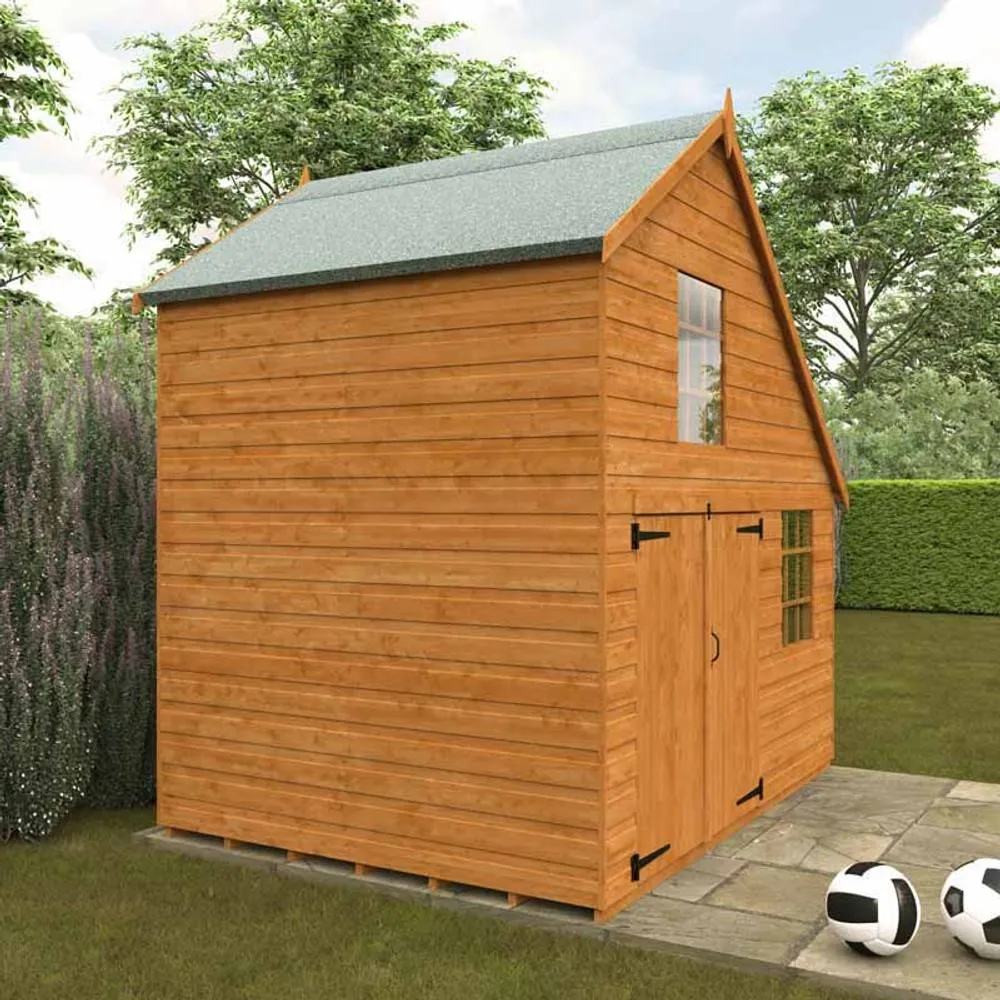 Buttercup Farm 6 x 8 Feet Club Garage 12mm Shed - Solid Wood/Softwood/Pine in Burnt Orange 3