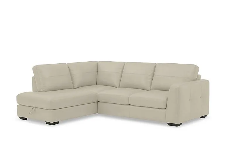 Dinky Leather Left Hand Facing Corner Sofa with Storage Chaise End - Bone China Cat - Sofas and Armchairs - In Time for Christmas