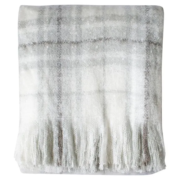 Crossland Grove Check Faux Mohair Throw Grey 1300x1800mm, Grey
