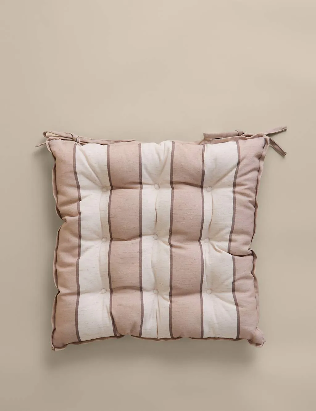 M&S 2 Pack Striped Outdoor Seat Pads Natural Mix
