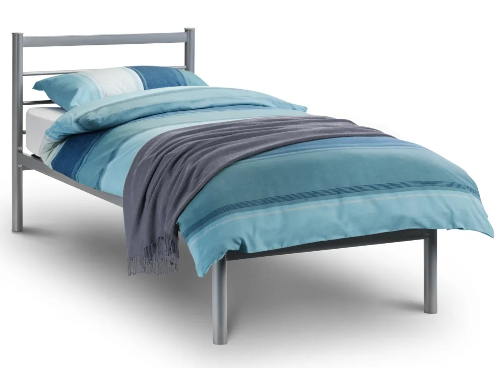Alpen Silver Finish Metal Bed Frame - 3ft Single