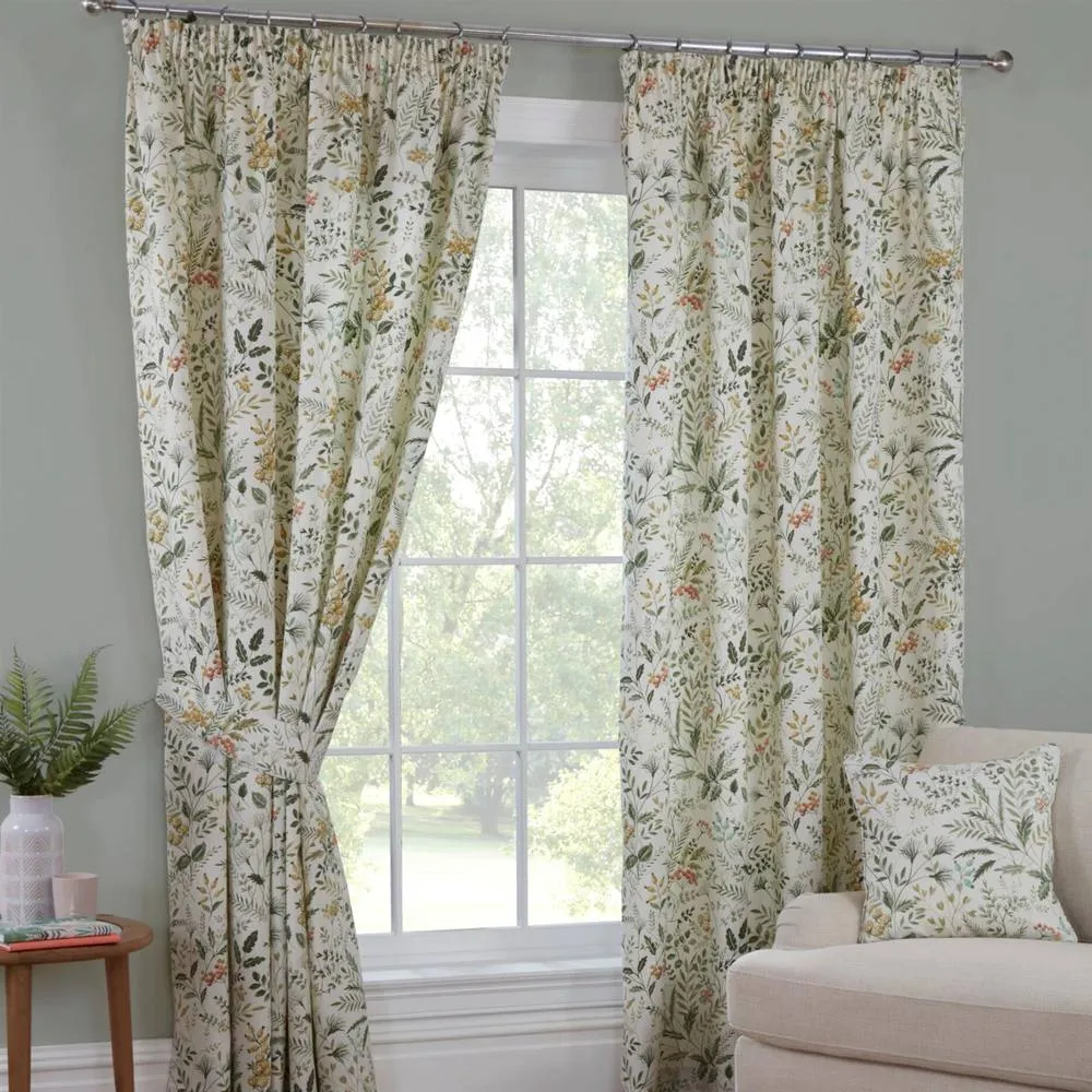 Sundour Cleo Pencil Pleat Headed Ready Made Curtains in Green 1