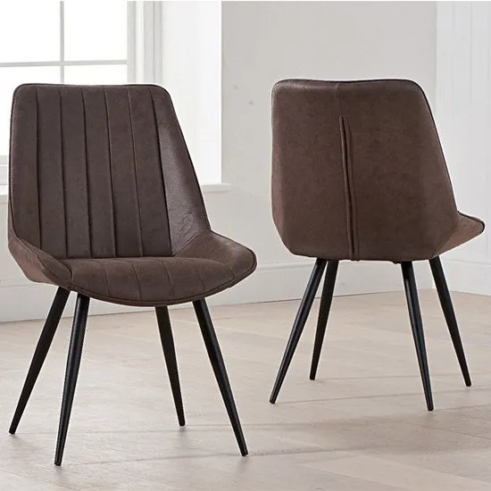 Nunki Antique Mink Fabric Dining Chair In Pair