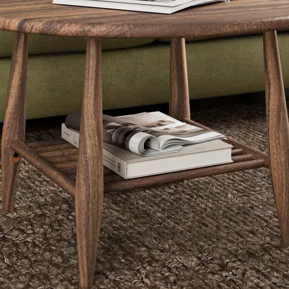 Haider Coffee Table with Shelf, Acacia Wood 3