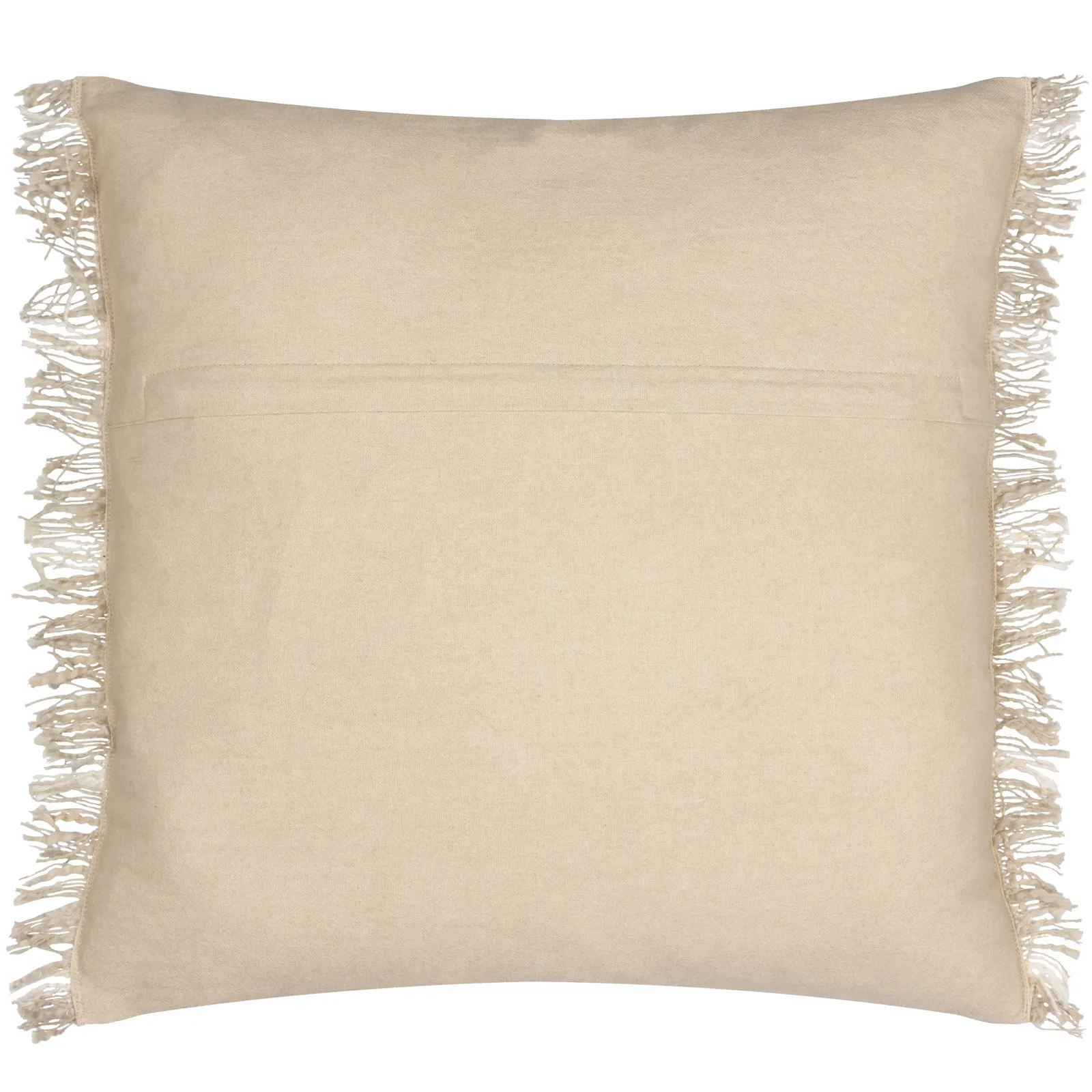 Yard Beni Check 100% Cotton Fringed Cushion in Stone 3