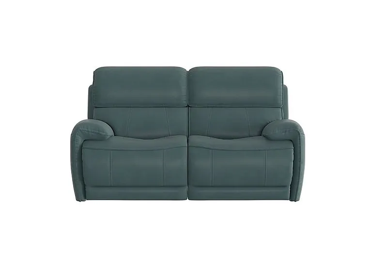 Link 2 Seater Leather Power Recliner Sofa with Power Headrests - BV Lake Green