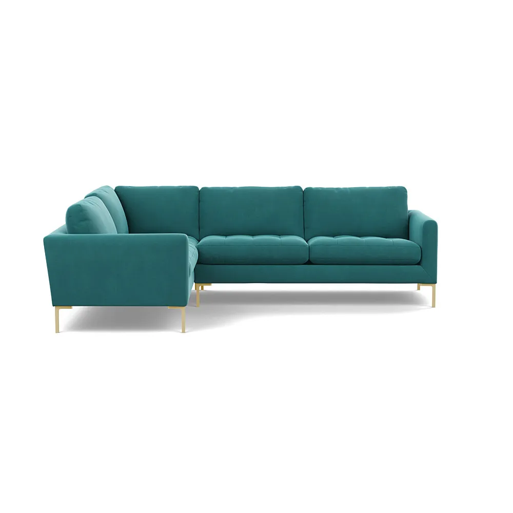Heal's Eton LHF Corner Sofa Smart Velvet Turquoise Brass