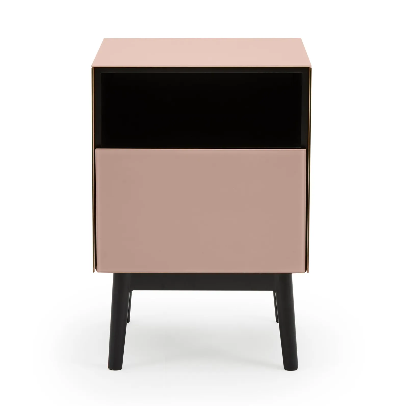 Monroe Glass Blush Bedside Table Pink