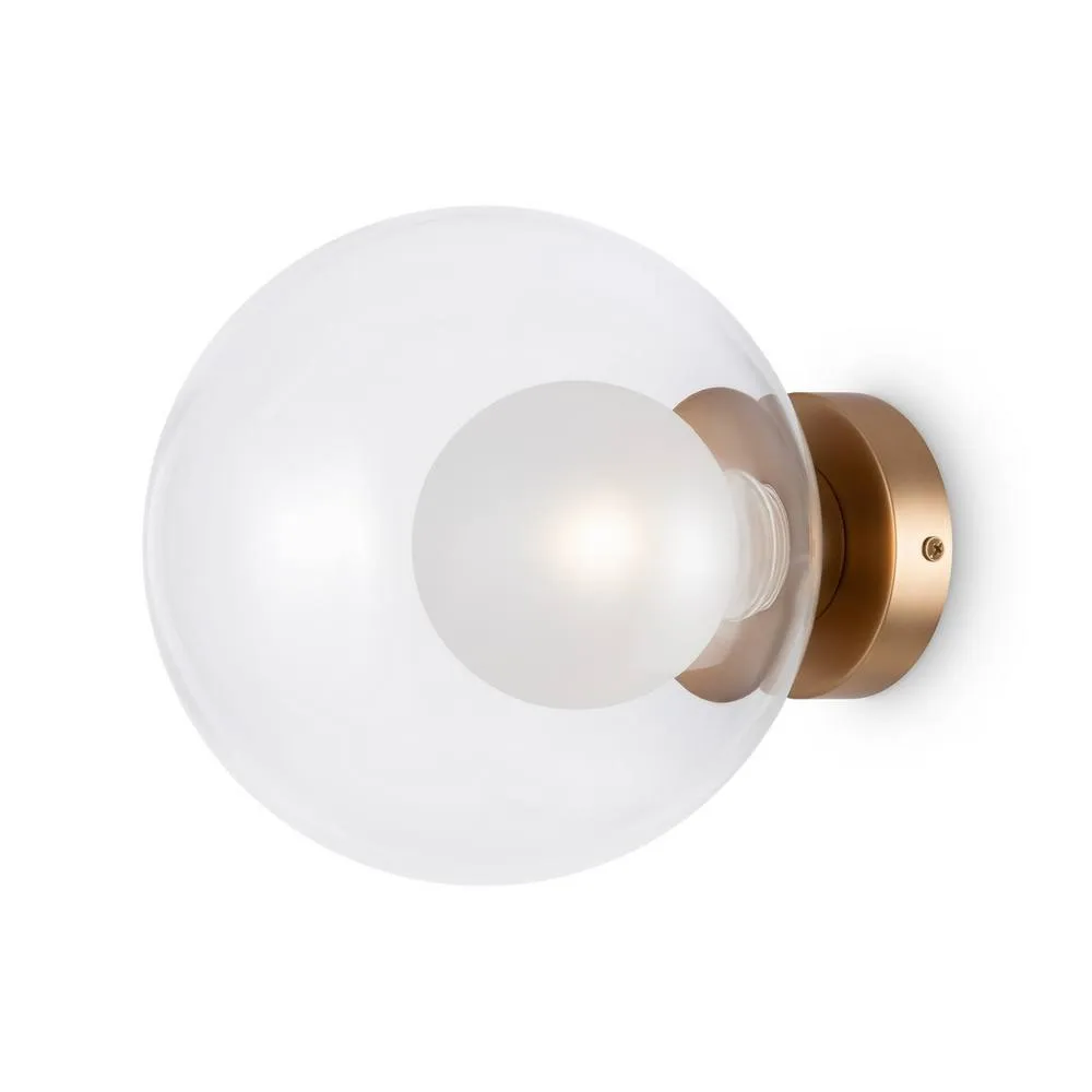 Netlighting Basic Form Modern 20cm Globe Wall Lights Gold 1xG9 Glass Shade
