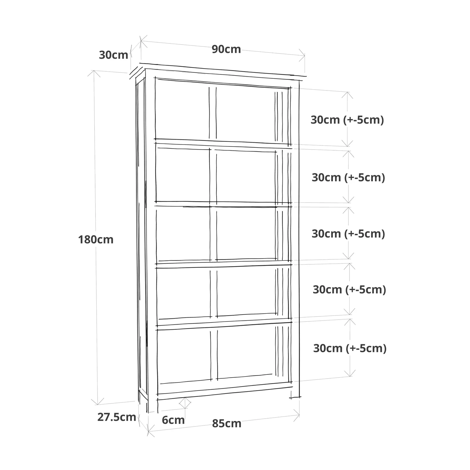 Cabinet Bits Bookcase 180x90x30cm in Off-White 5
