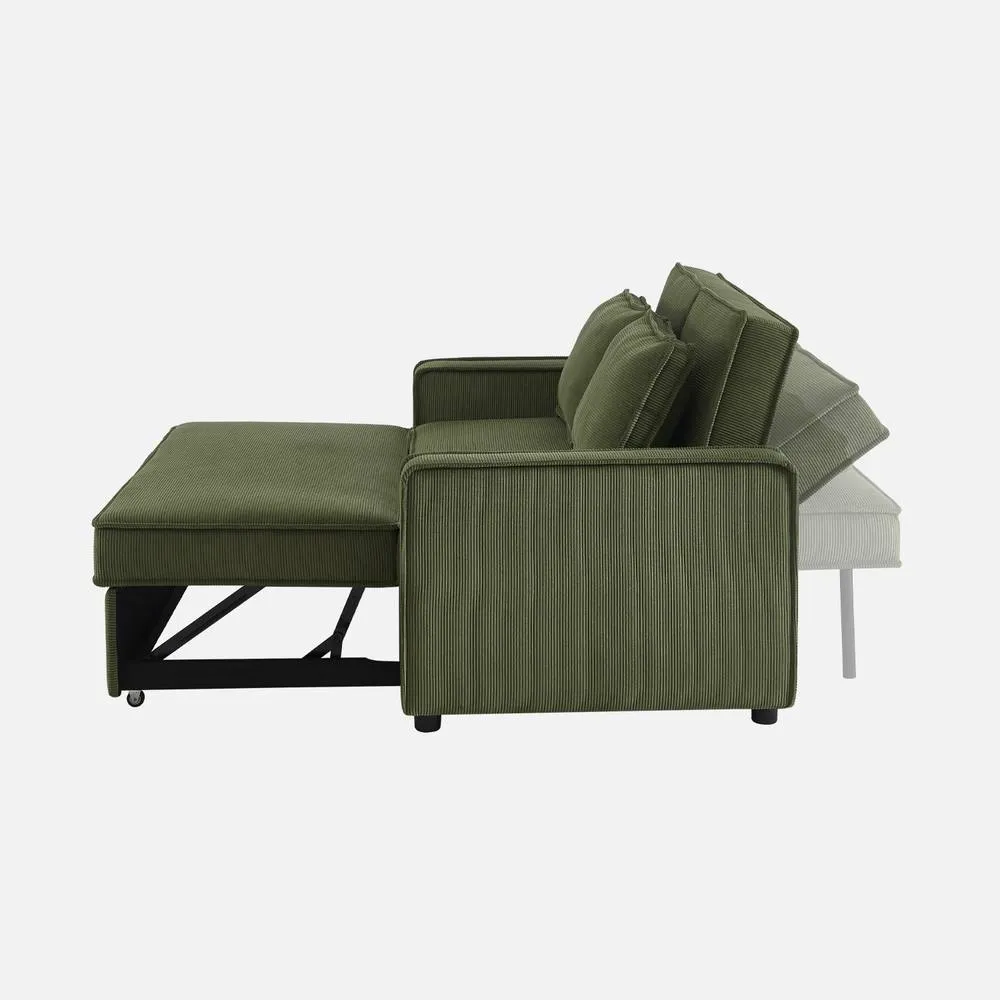 sweeek 2-seater Corduroy Sofa Bed in Khaki 2