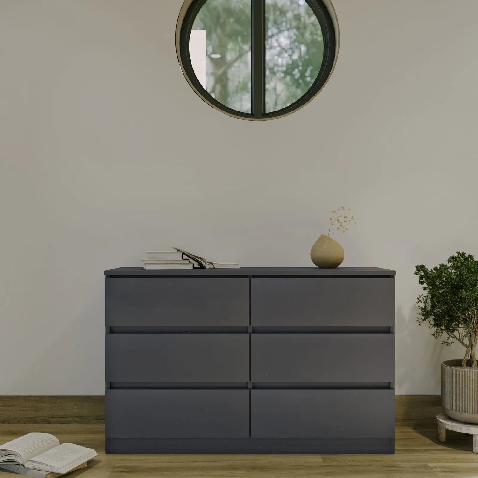 Seconique Malvern 6 Drawer Chest in Grey