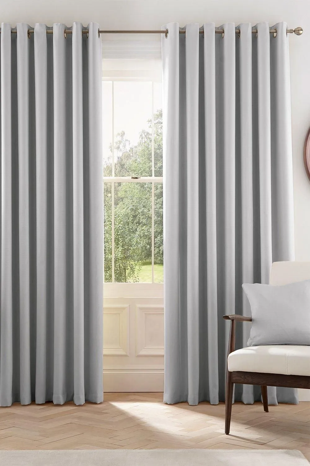 Helena Springfield 'Eden' Woven Lined Curtains in Silver 1