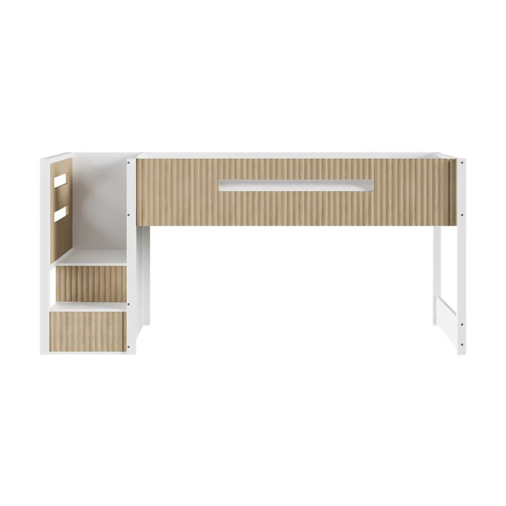 Flair Luca Ribbed Mid Sleeper with 3 Drawer Chest Pair in Light Oak 6