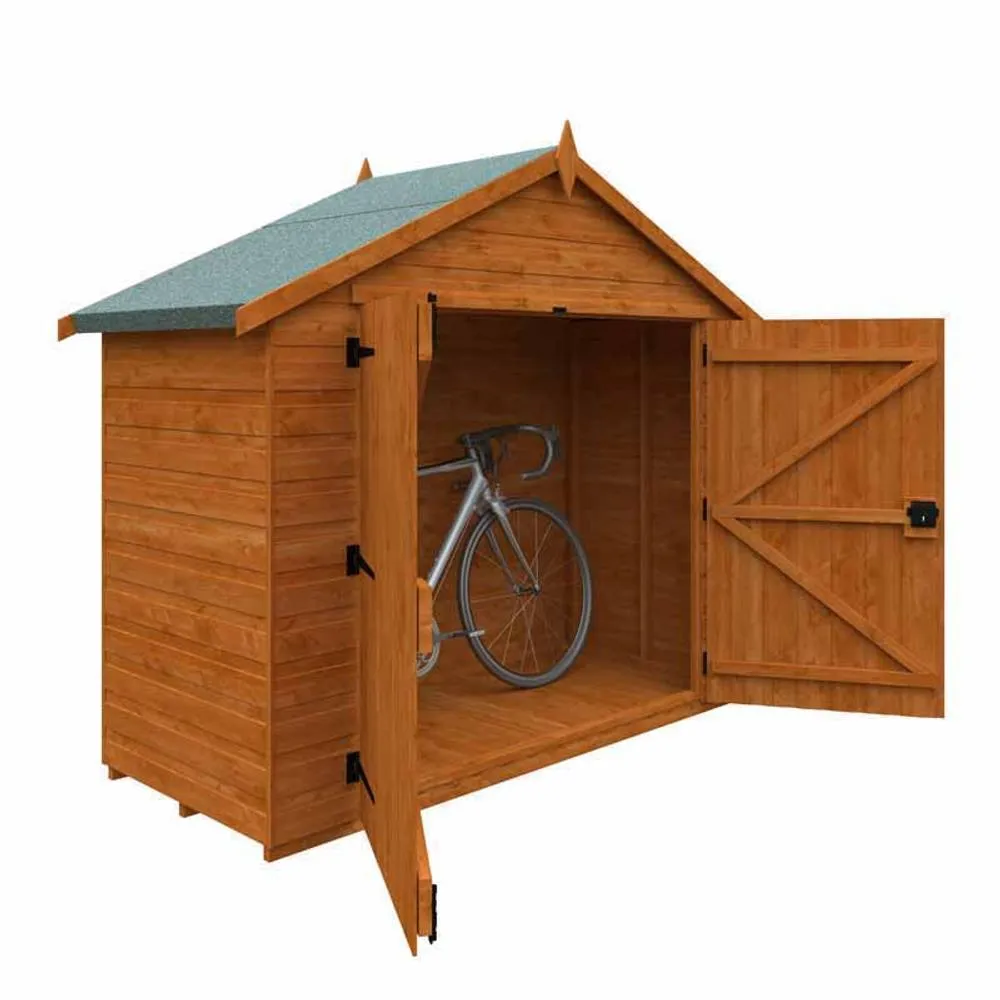 Buttercup Farm 3 x 7 Feet Apex Compact 12mm Shed - Solid Wood/Softwood/Pine in Burnt Orange 2