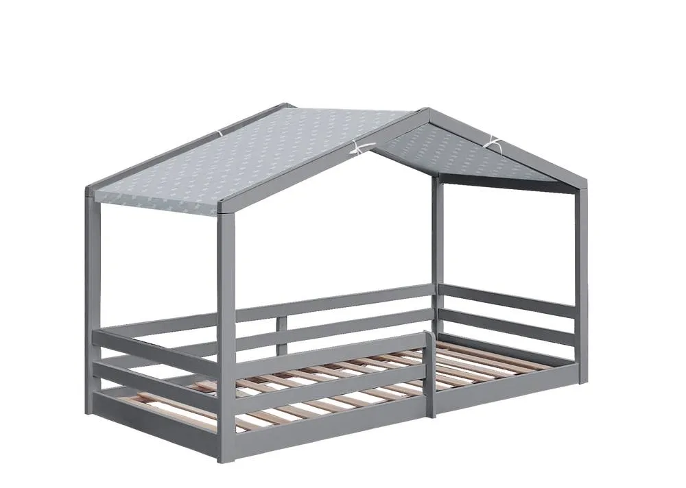 Comfy Living Ltd 3ft Wooden House Bed With Grey Tent 2