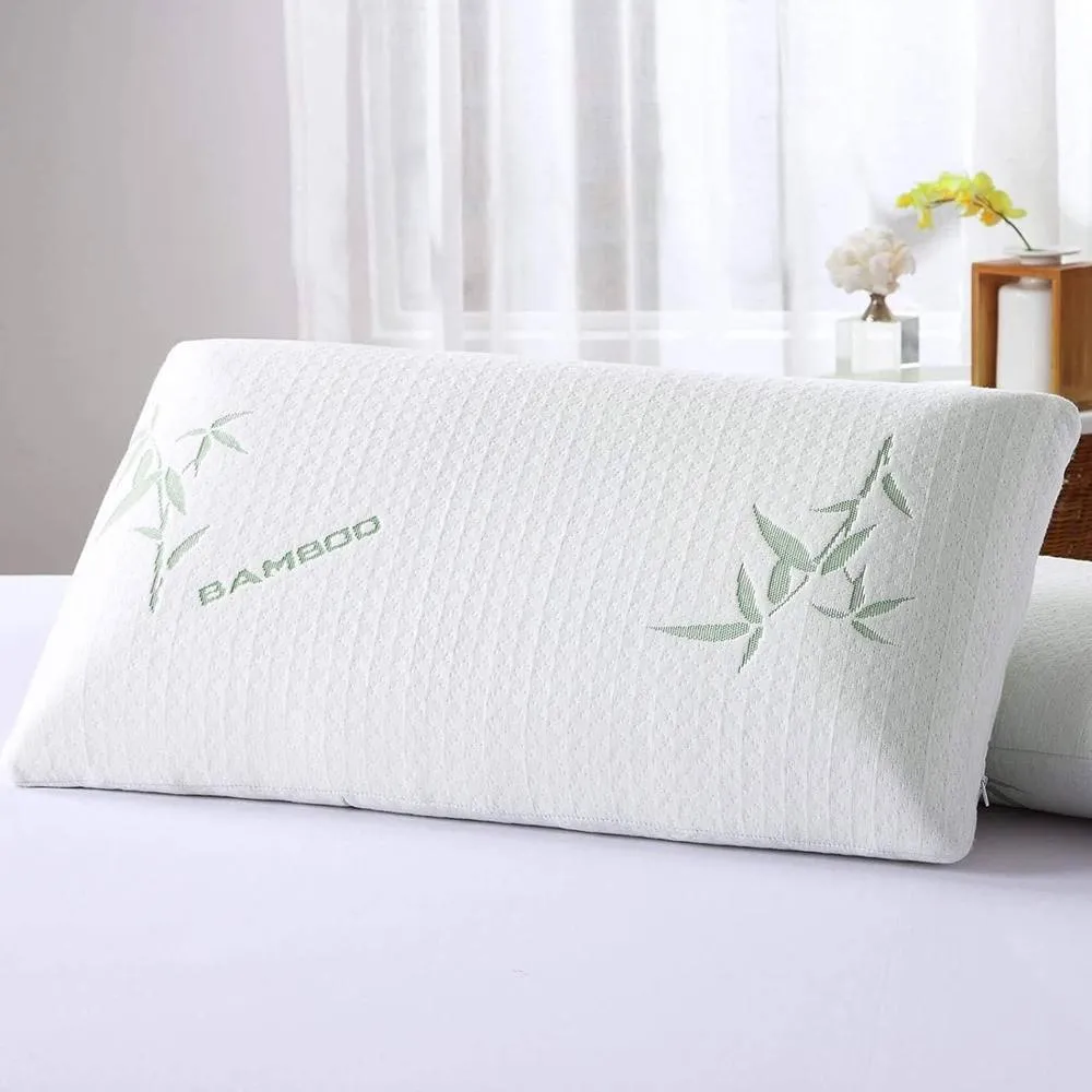 MANTRARAJ Premium Bedding Bamboo Memory Foam Head Neck Back Support Bed Pillow in White