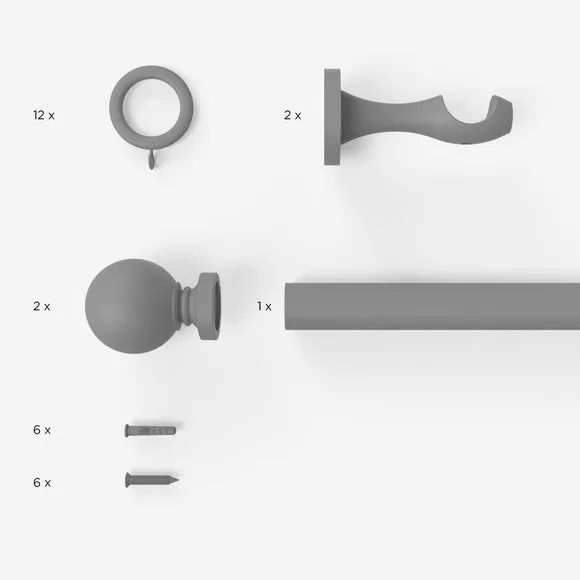 Ashton Fixed Wooden Curtain Pole with Rings 2