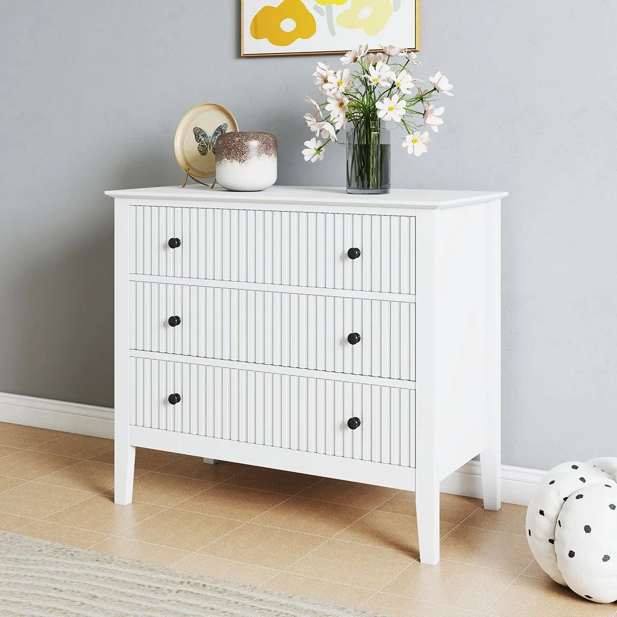 Melody Maison 3 Drawer Chest Of Drawers - Hales White Range 2