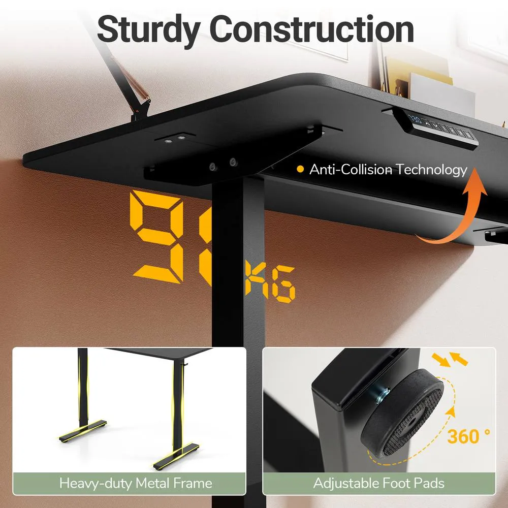 Costway Ergonomic Stand Up Desk 120x60CM Electric Standing Computer Desk in Black 4