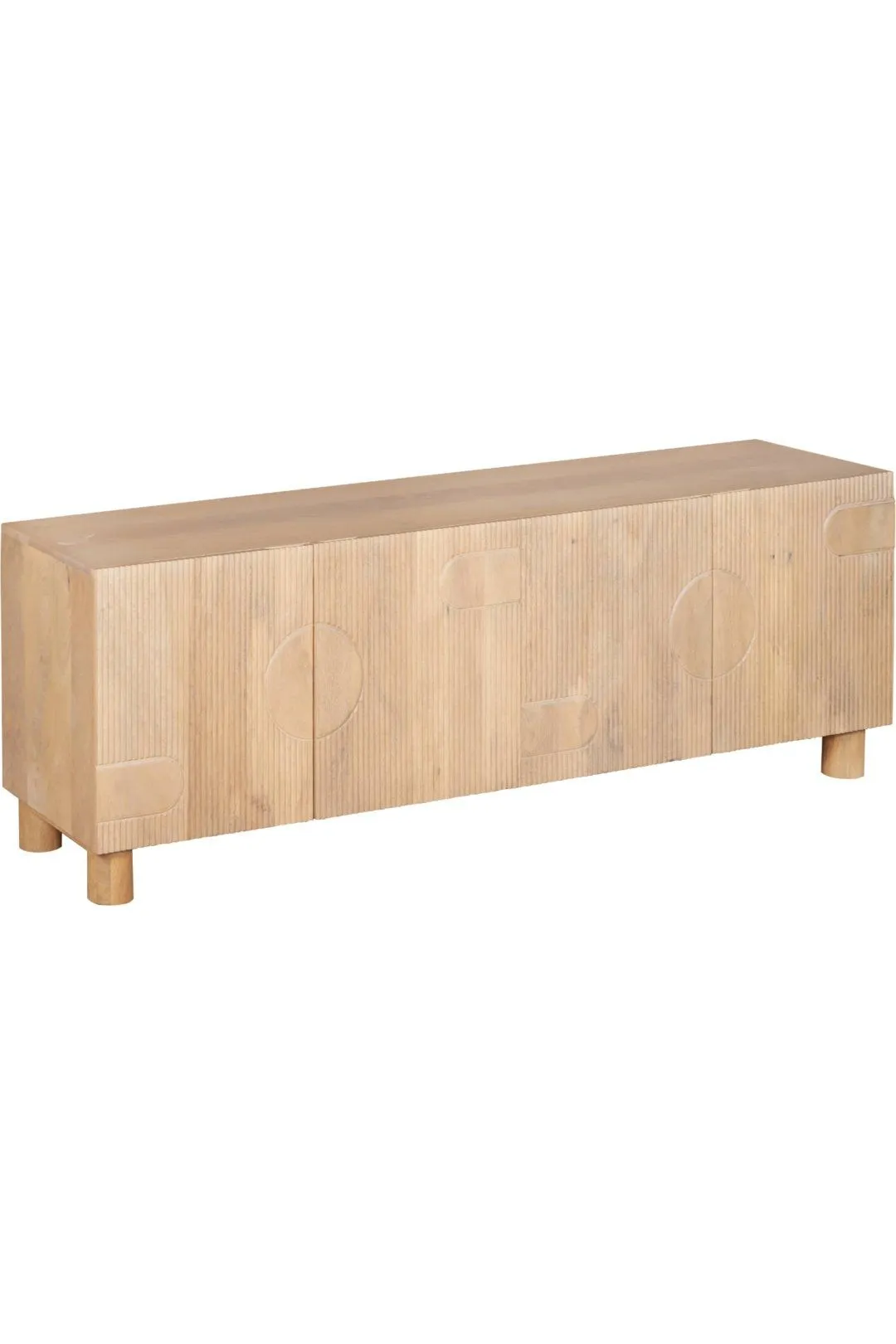 IH Design Ajmer Solid Wood Large Low Board Tv Cabinet in Brown 3