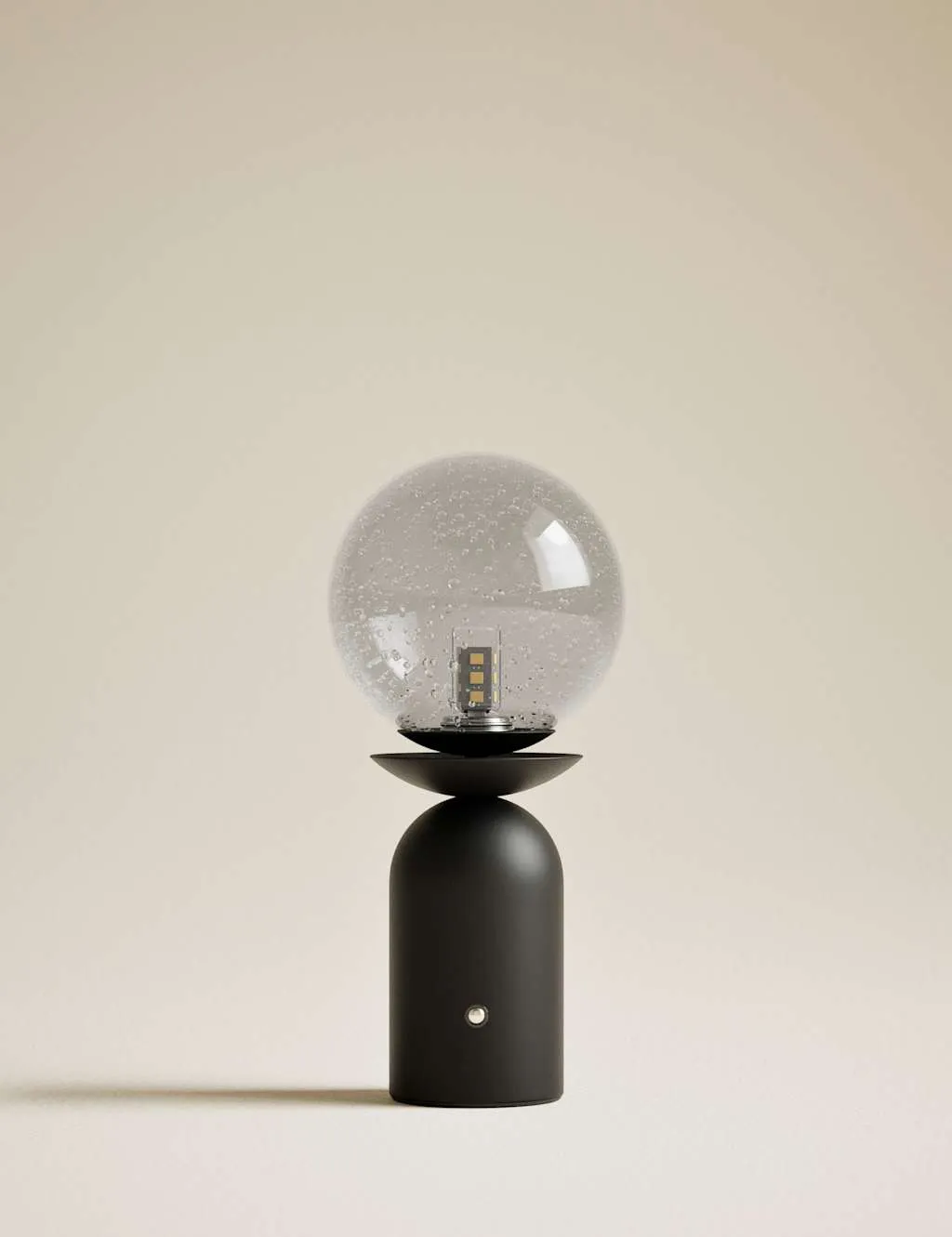 M&S Rechargeable Bubble Glass Globe Table Lamp Black