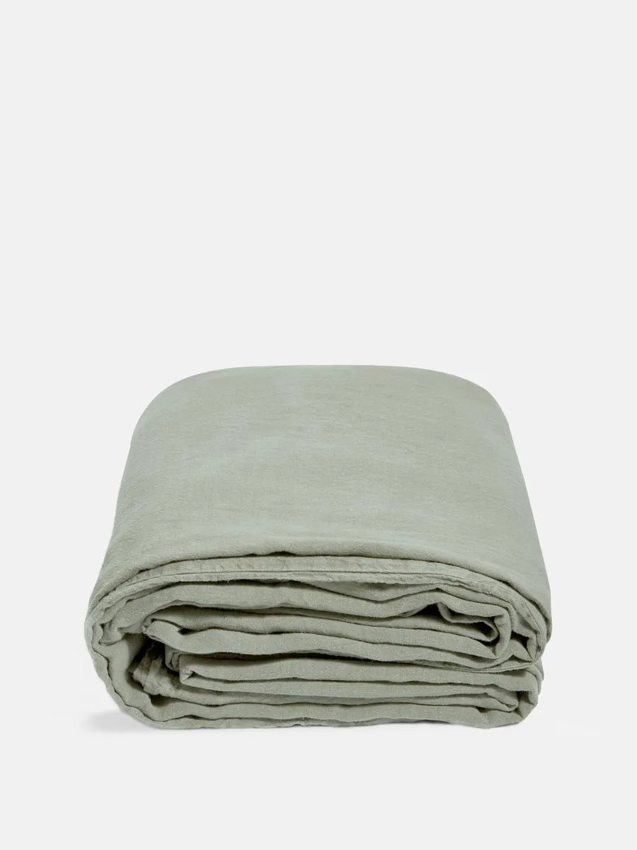 Luna Linen Duvet Cover, Sage, Double/Full