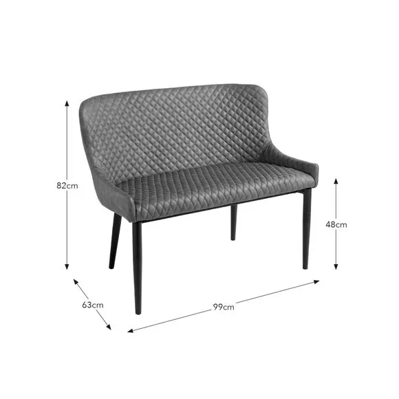 Montreal 2 Seater Dining Bench, Faux Leather, 99cm 5