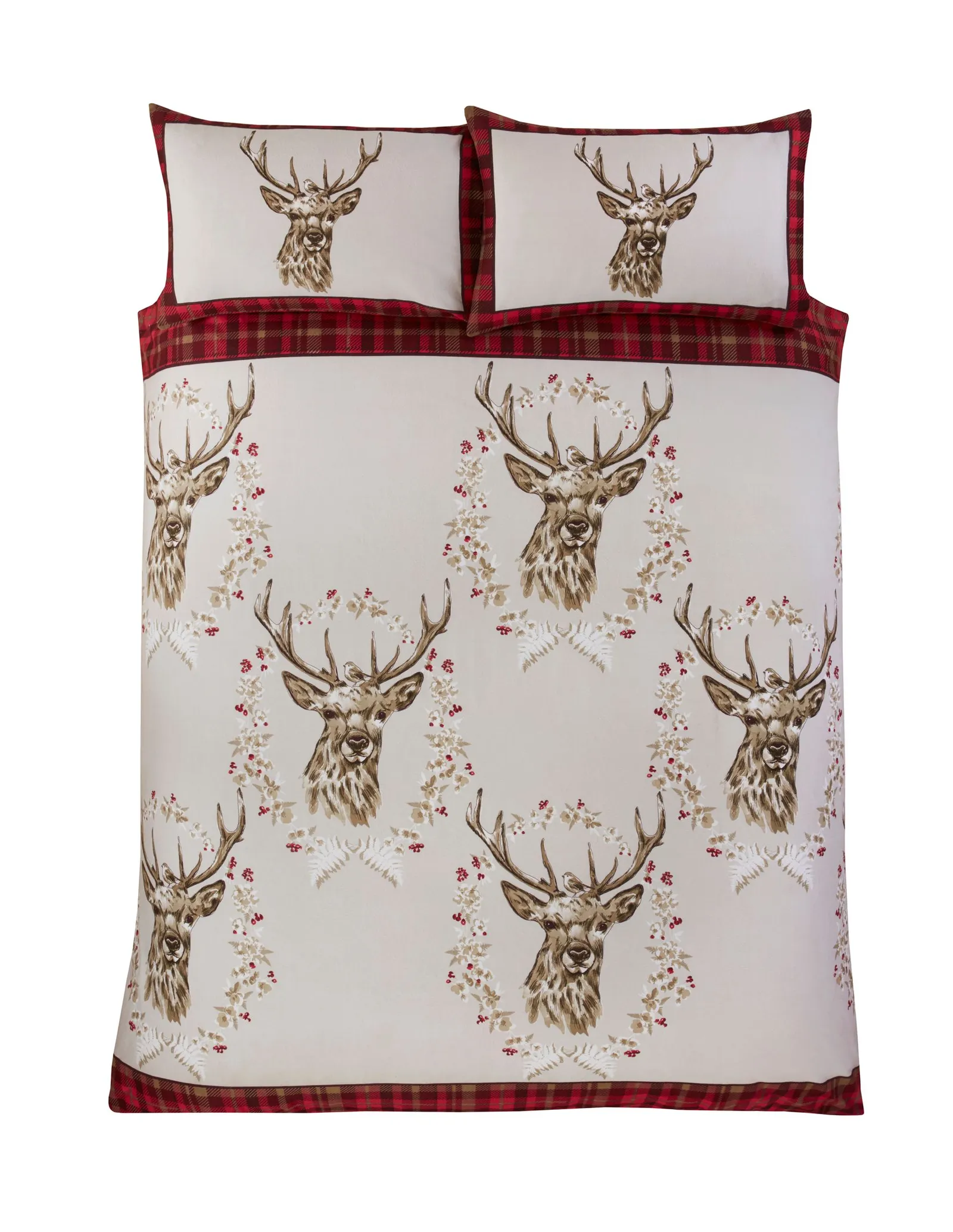 Rapport Home Angus Stag Brushed Cotton Bedding Set in Red 3