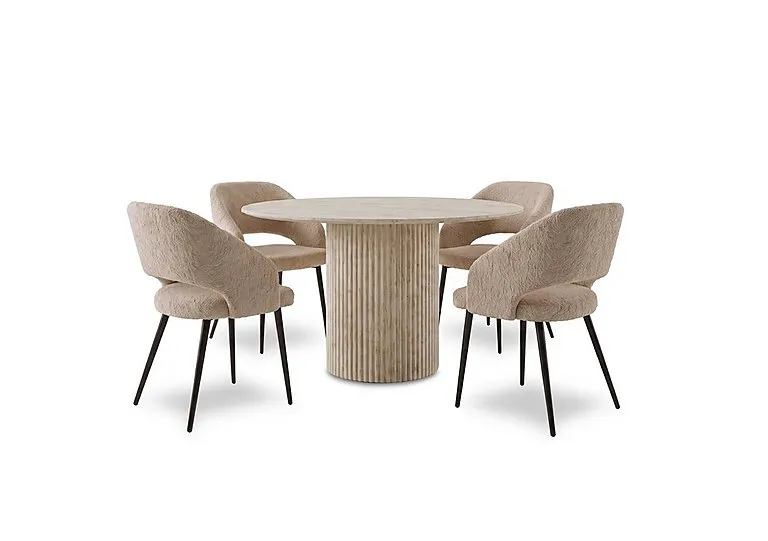 Romeo Round Dining Table and 4 Fabric Chairs - In Time for Christmas