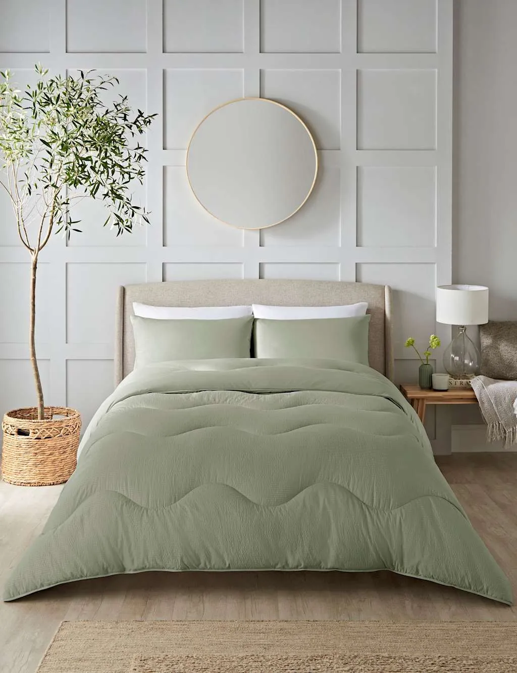 Nightlark Seersucker 4.5 Tog Coverless Duvet Set Olive