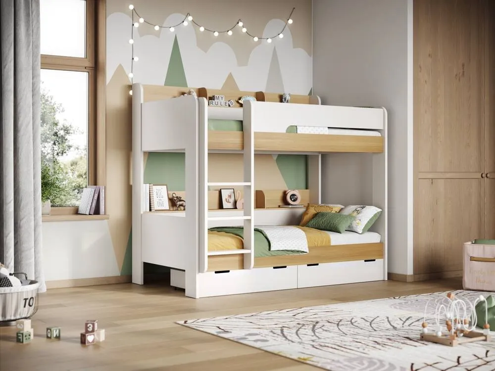 Flair Eddie Storage Bunk Bed in Light Oak 2