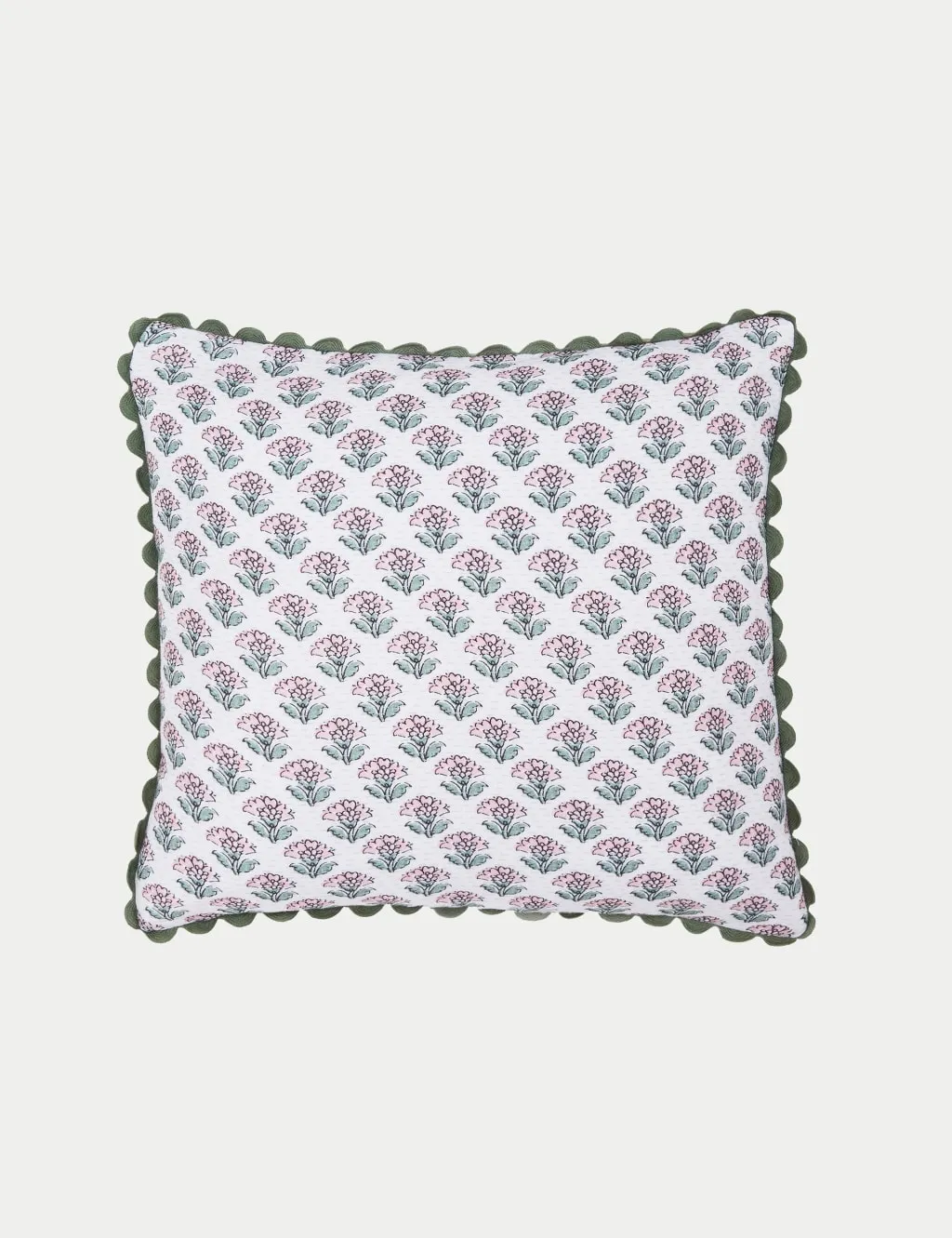 Joules Pure Cotton Indienne Blockprint Cushion Khaki
