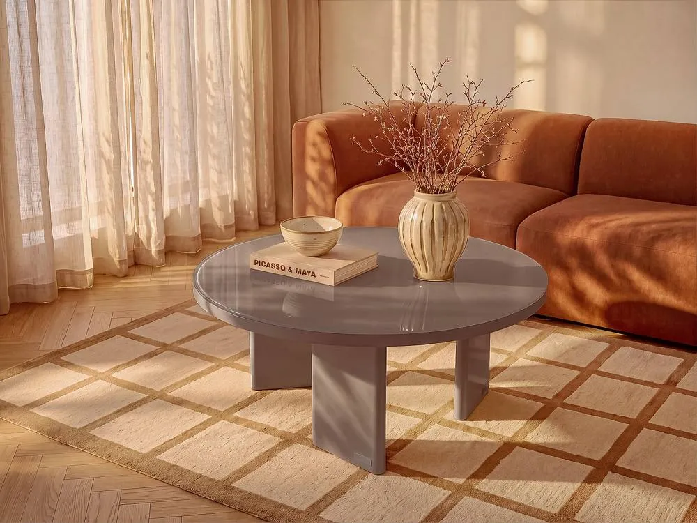 Vente-unique Coffee Table In MDF & Toughened Glass - Lacquered Taupe - DORLENA 3
